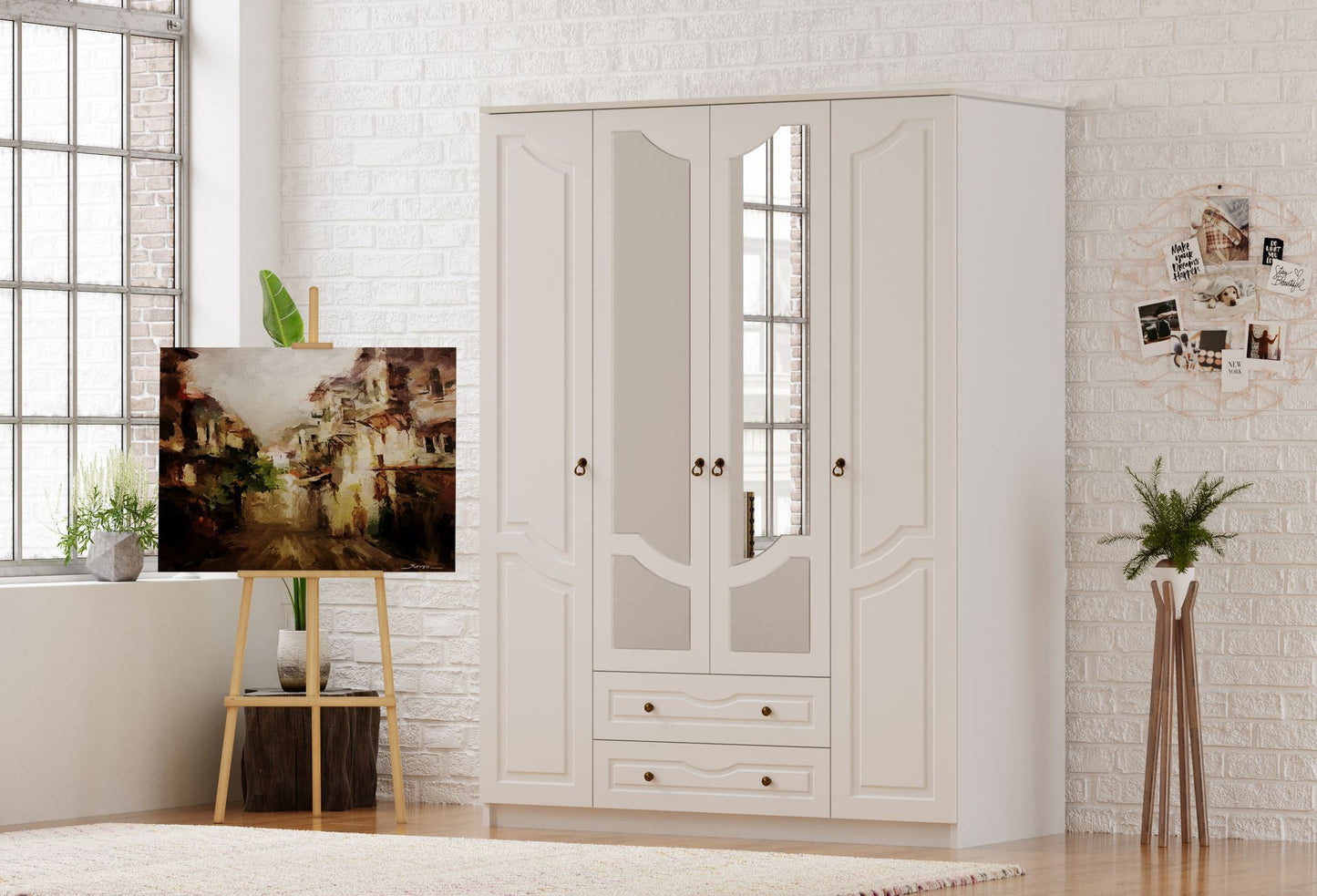Ντουλάπα 140x210x52 εκ Ματ Λευκό 167RAB1156