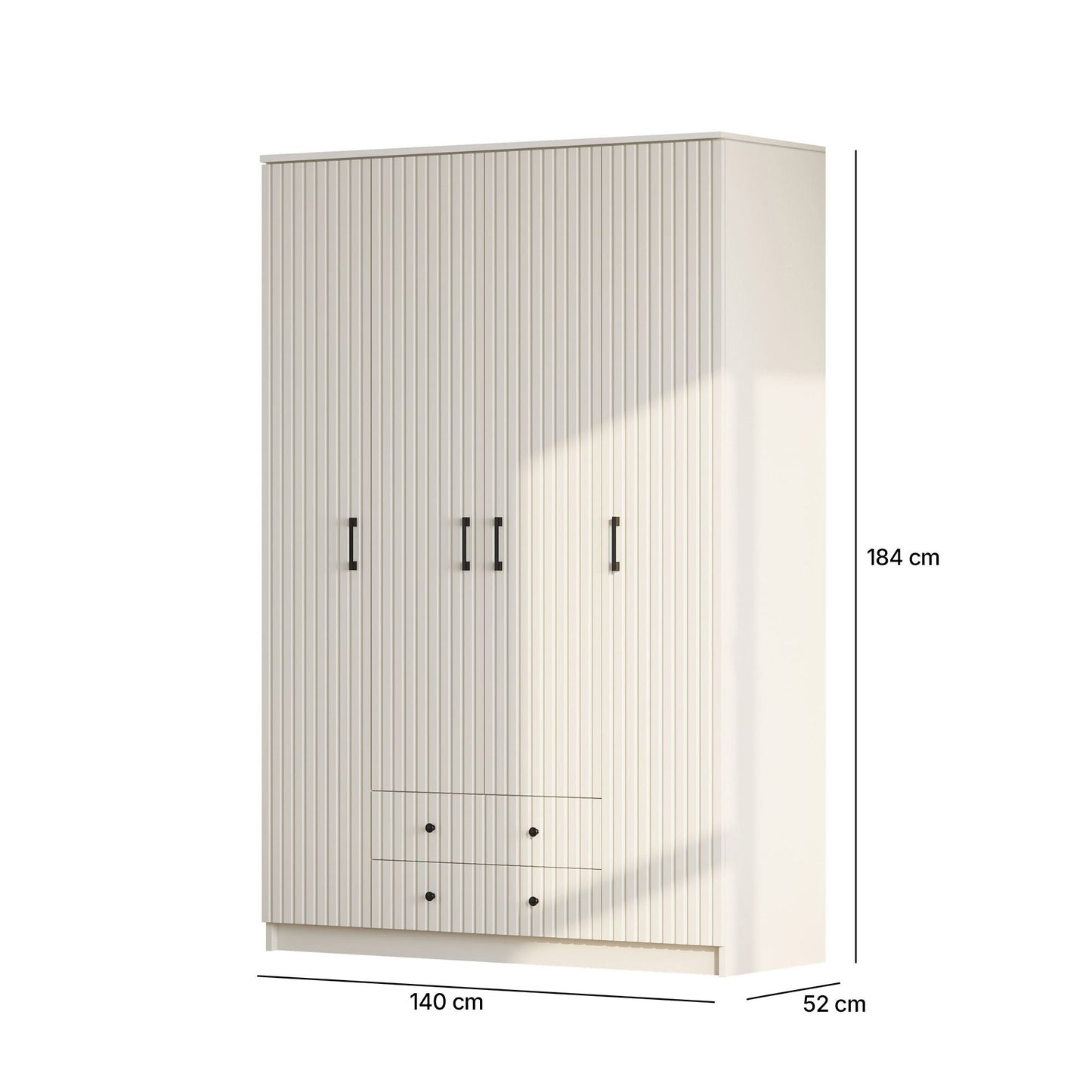 Ντουλάπα 140x184x52 εκ Ματ Λευκό 167RAB1158
