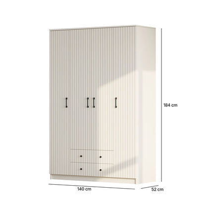 Ντουλάπα 140x184x52 εκ Ματ Λευκό 167RAB1158