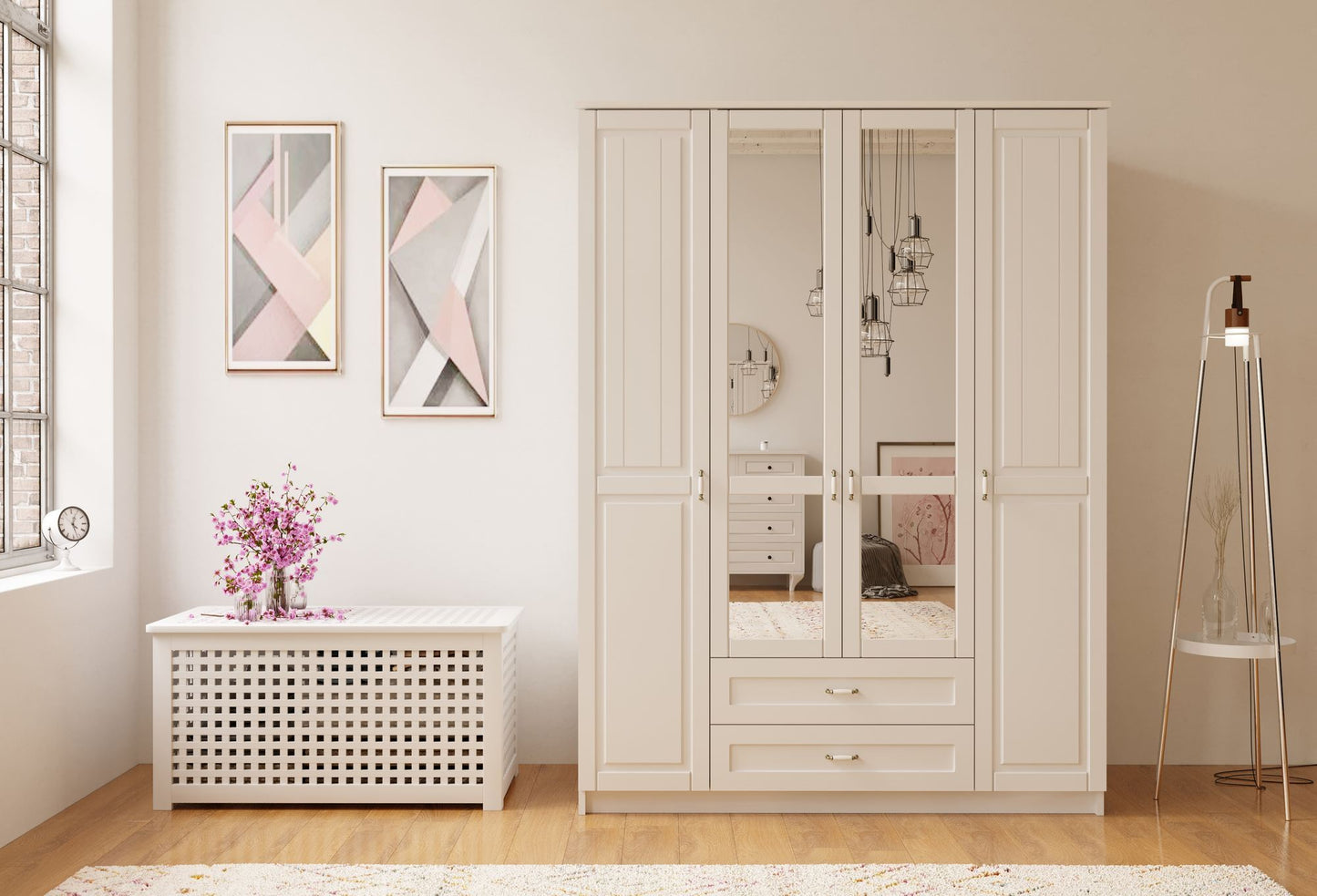 Ντουλάπα 140x184x52 εκ Ματ Λευκό 167RAB1164
