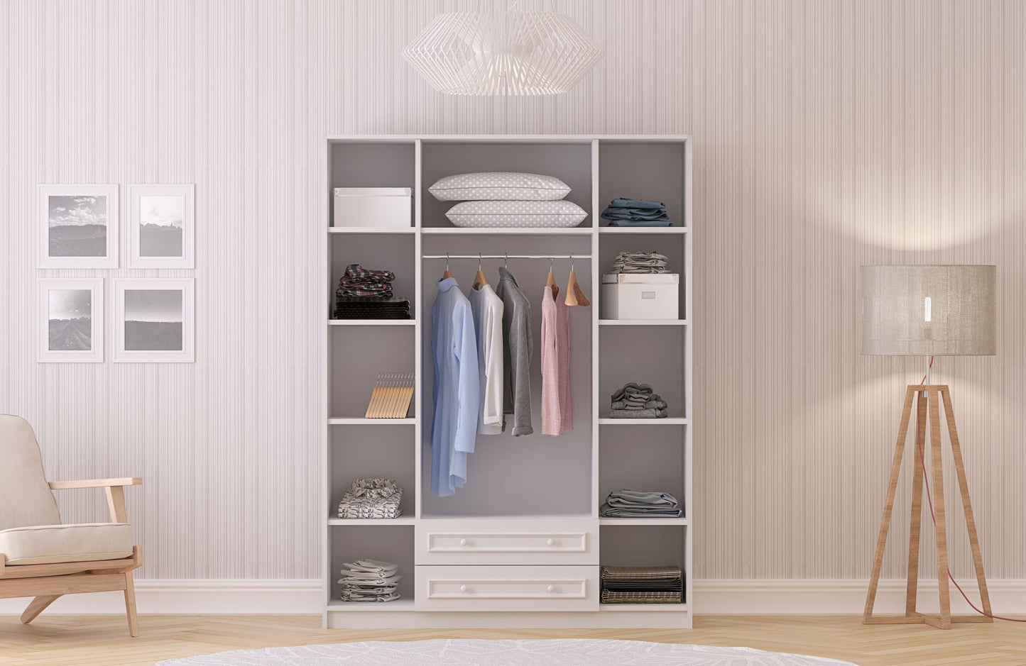 Ντουλάπα 140x210x52 εκ Ματ Λευκό 167RAB1166