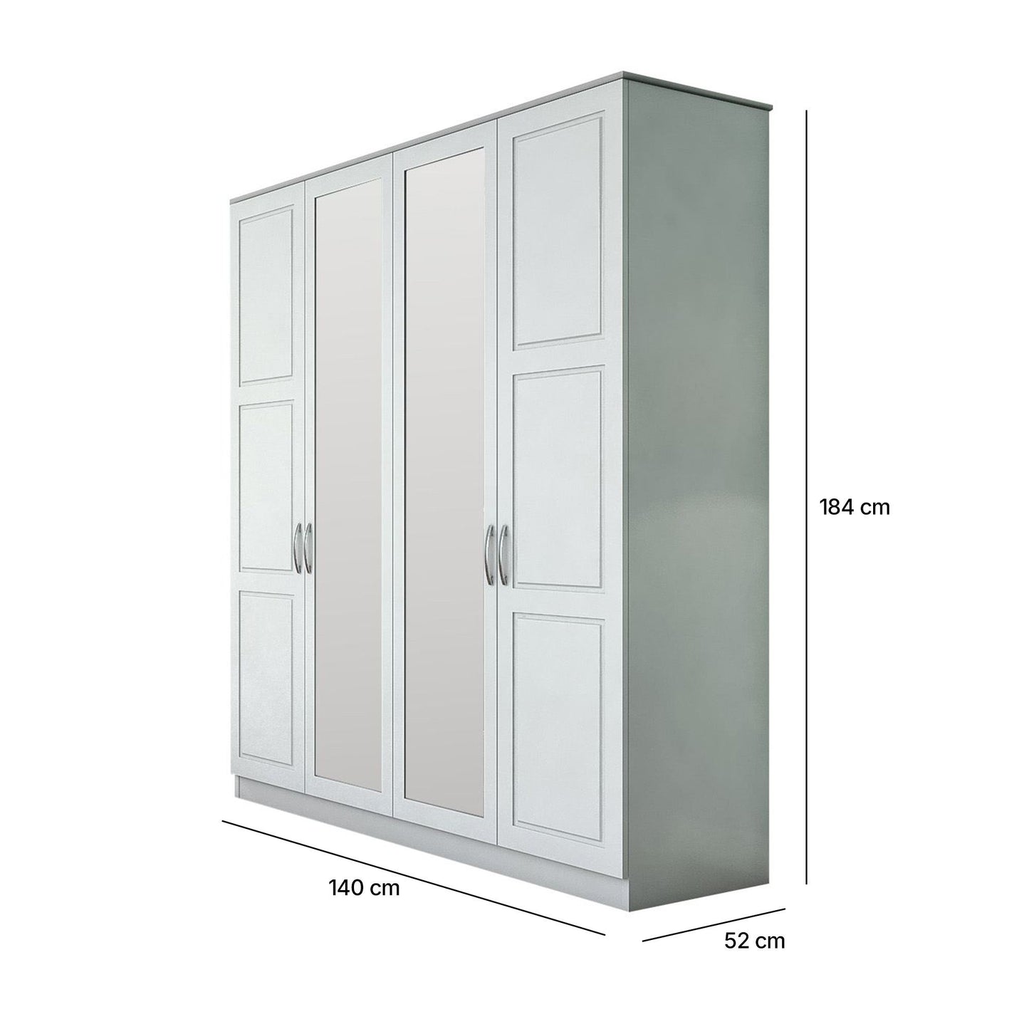 Ντουλάπα 140x184x52 εκ Ματ Λευκό 167RAB1167
