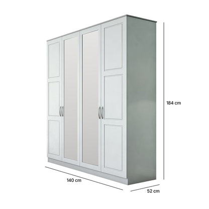 Ντουλάπα 140x184x52 εκ Ματ Λευκό 167RAB1167