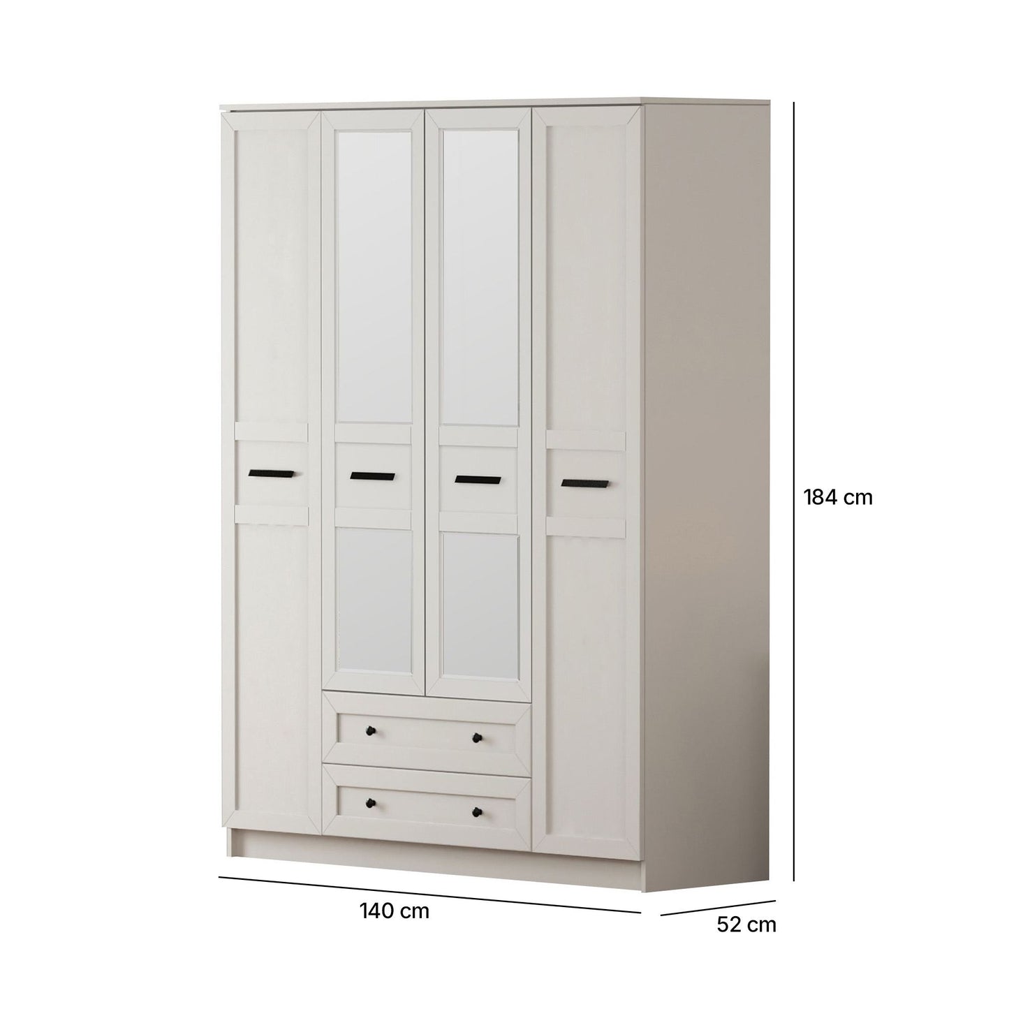 Ντουλάπα 140x184x52 εκ Ματ Λευκό 167RAB1168