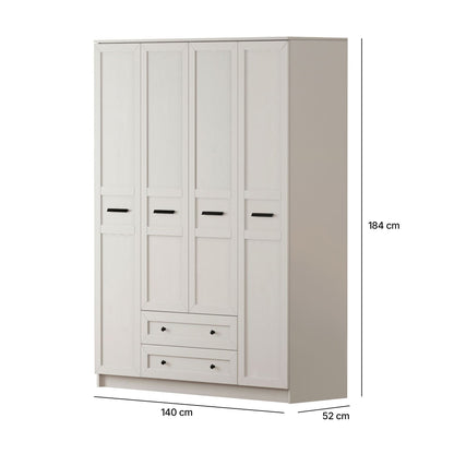 Ντουλάπα 140x184x52 εκ Ματ Λευκό 167RAB1170
