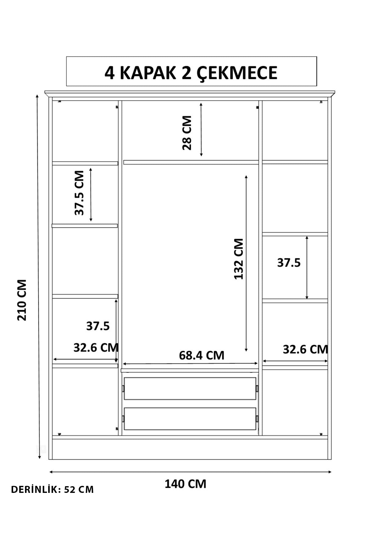 Ντουλάπα 140x210x52 εκ Ματ Λευκό 167RAB1171