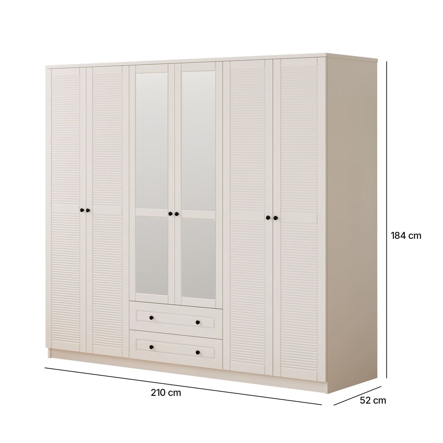 Ντουλάπα 210x184x52 εκ Ματ Λευκό 167RAB1183
