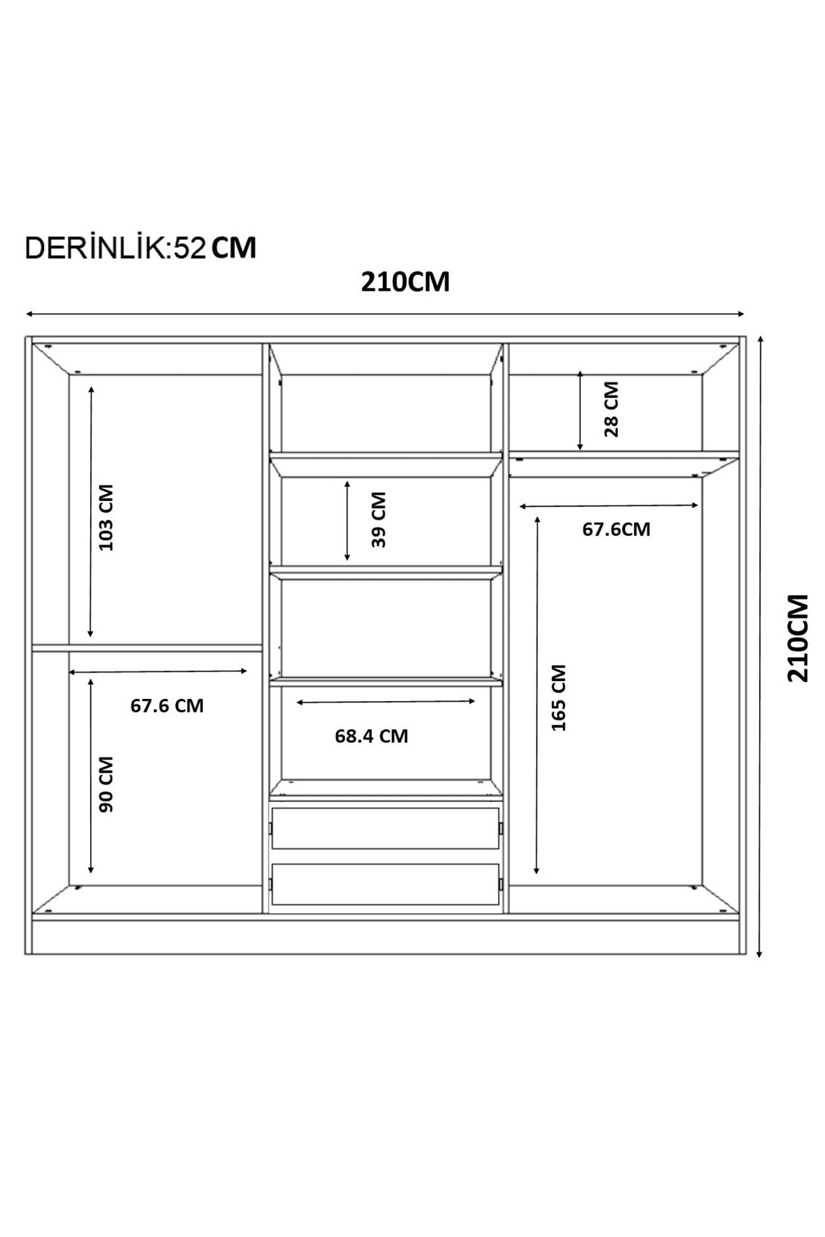 Ντουλάπα 210x210x52 εκ Ματ Λευκό 167RAB1186