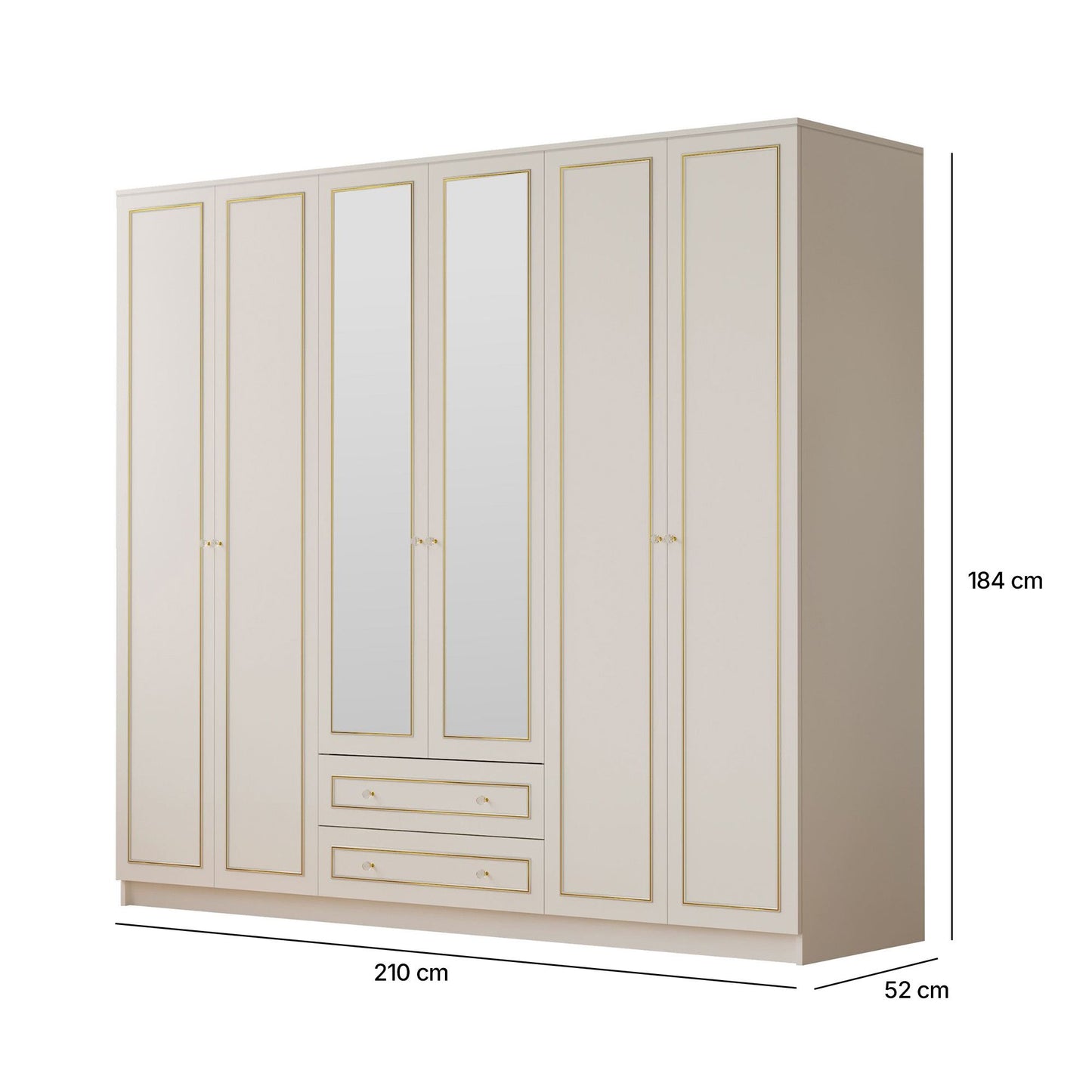 Ντουλάπα 210x184x52 εκ Ματ Λευκό 167RAB1187