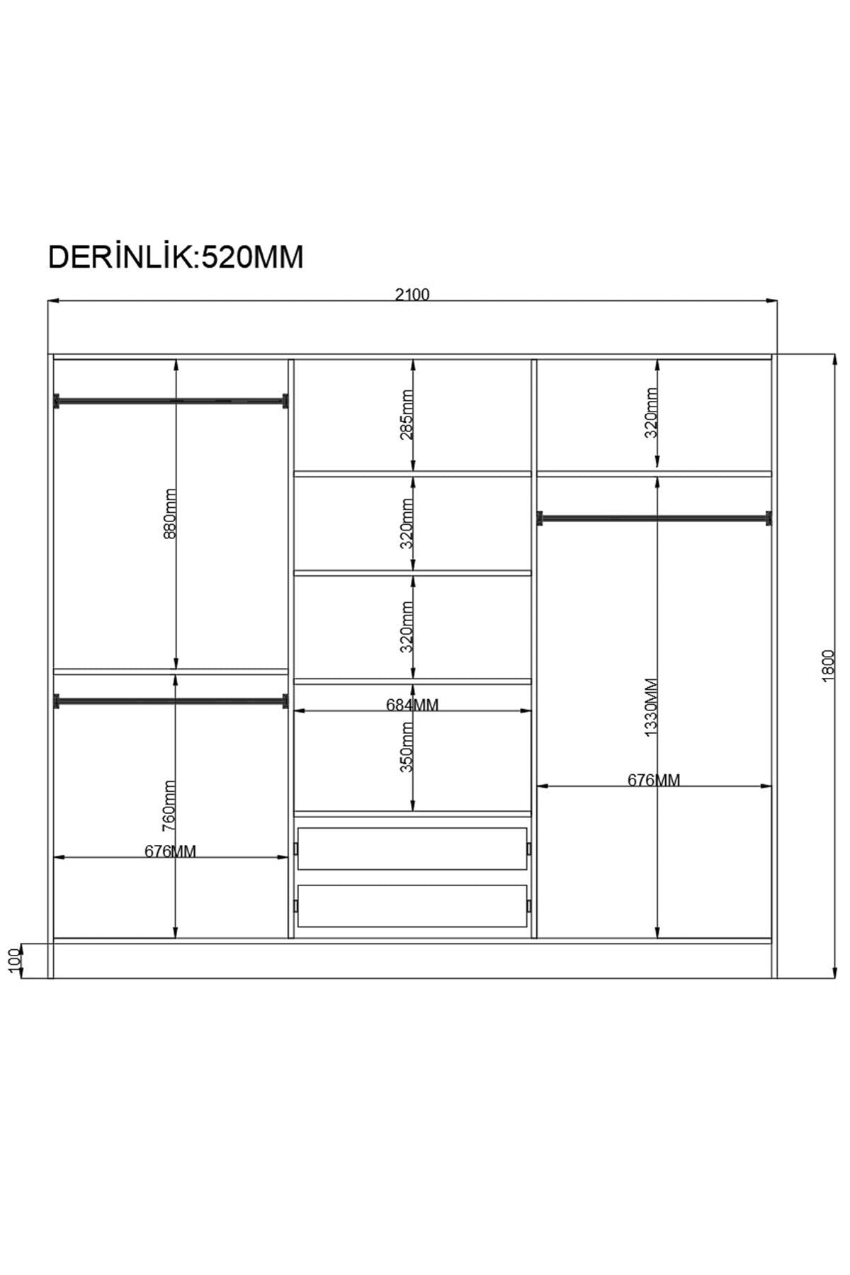 Ντουλάπα 210x180x52 εκ Ματ Λευκό 167RAB1189