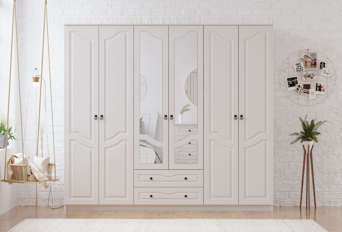 Ντουλάπα 210x210x52 εκ Ματ Λευκό 167RAB1190