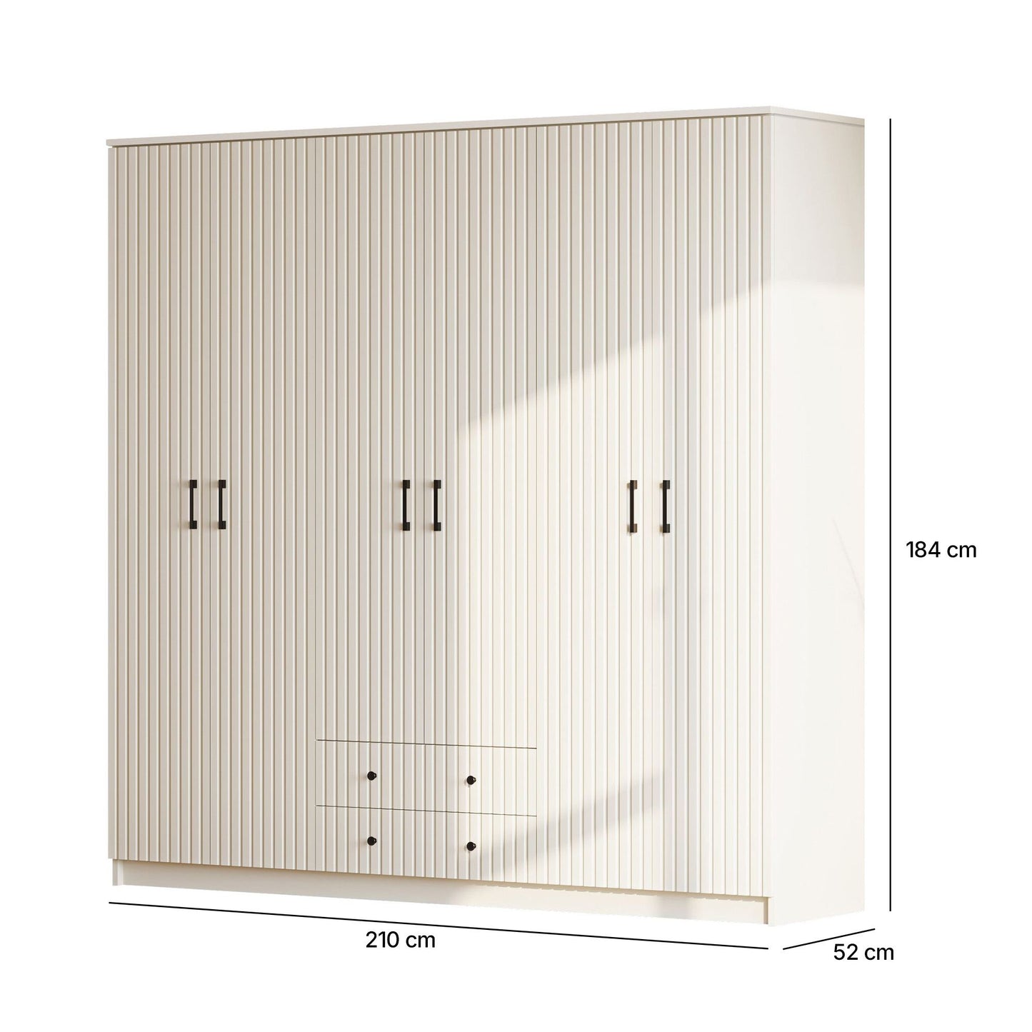 Ντουλάπα 210x184x52 εκ Ματ Λευκό 167RAB1192