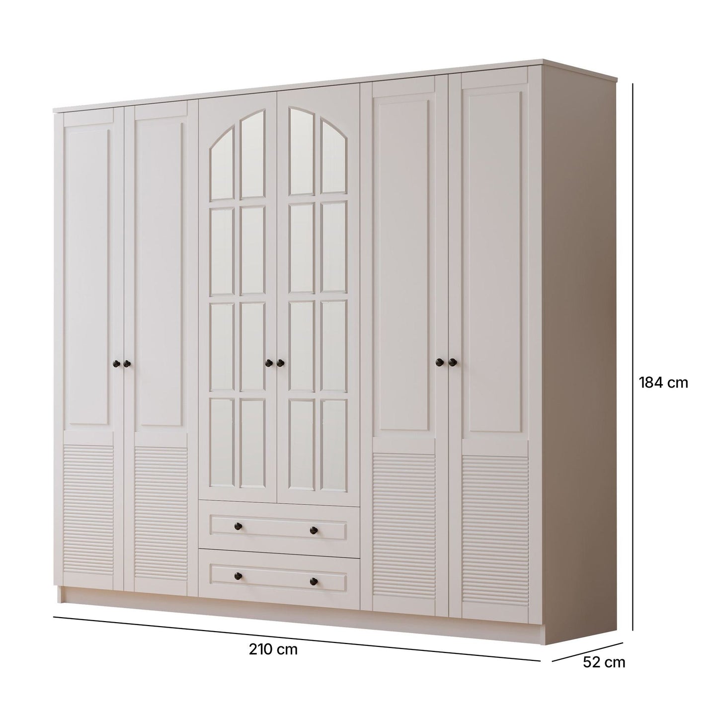 Ντουλάπα 210x184x52 εκ Ματ Λευκό 167RAB1193