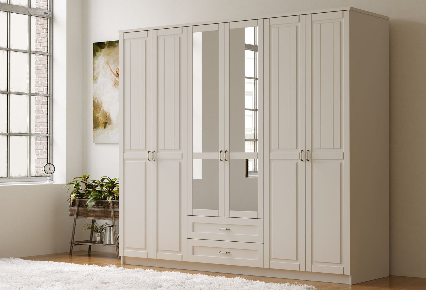 Ντουλάπα 210x184x52 εκ Ματ Λευκό 167RAB1195