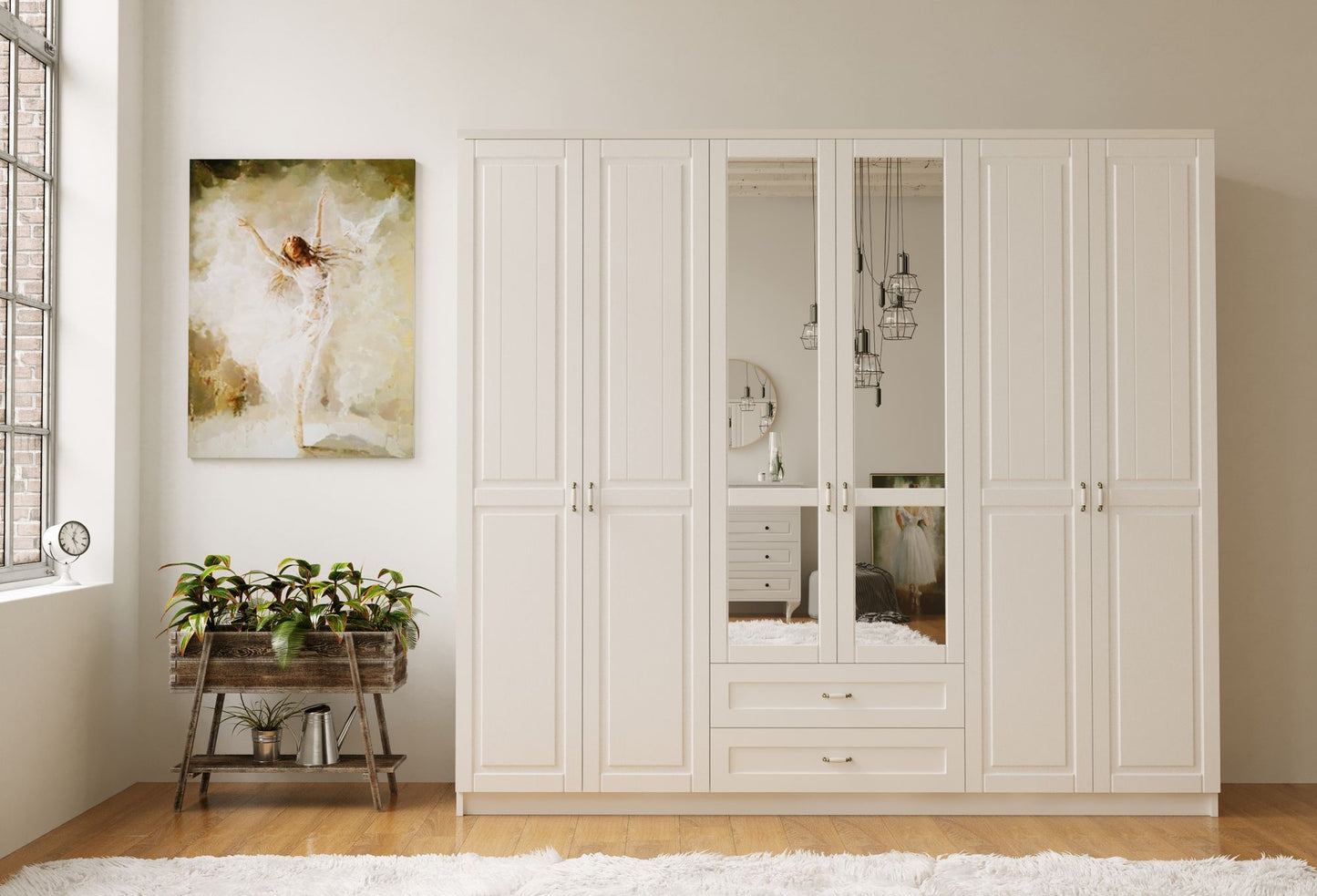 Ντουλάπα 210x184x52 εκ Ματ Λευκό 167RAB1195