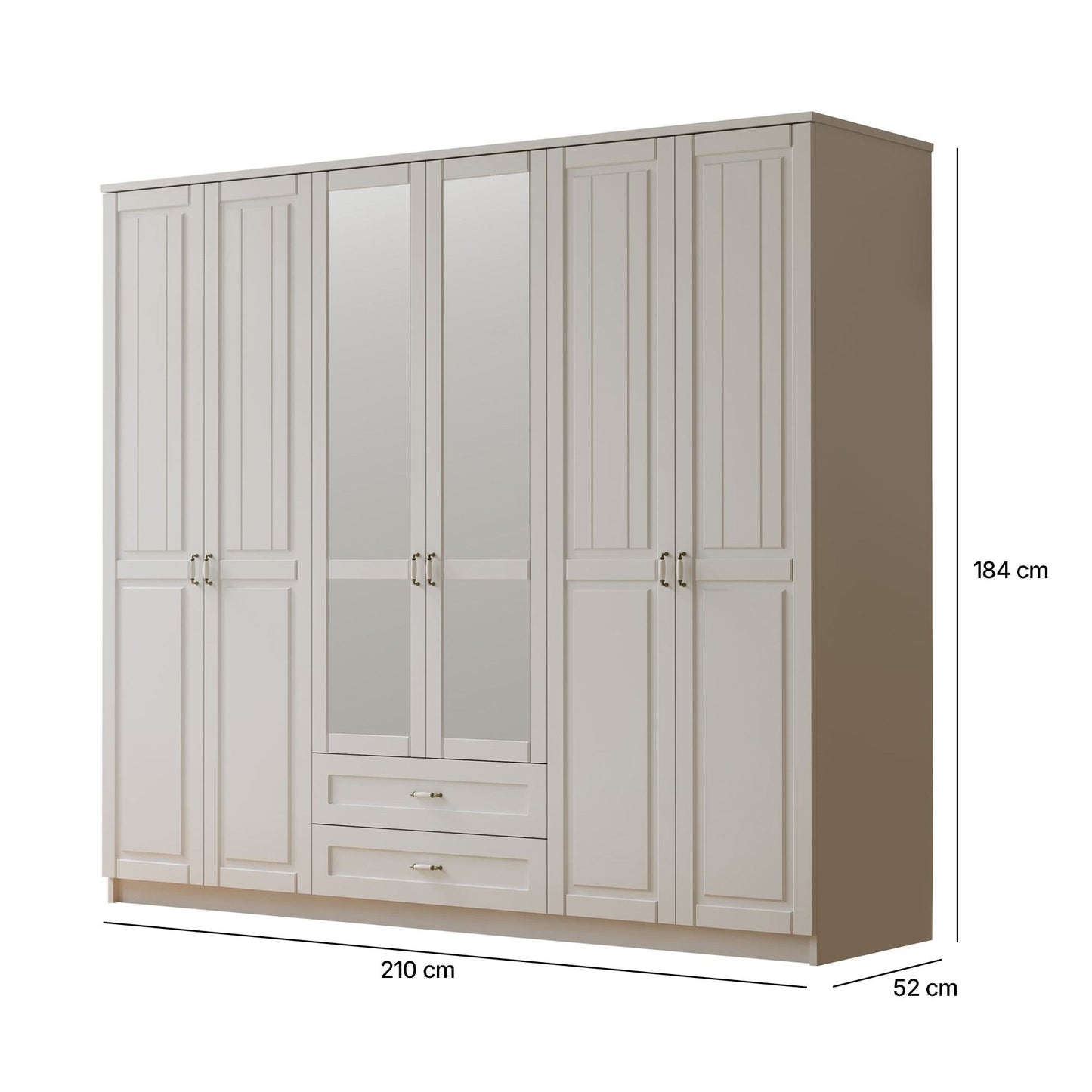 Ντουλάπα 210x184x52 εκ Ματ Λευκό 167RAB1195