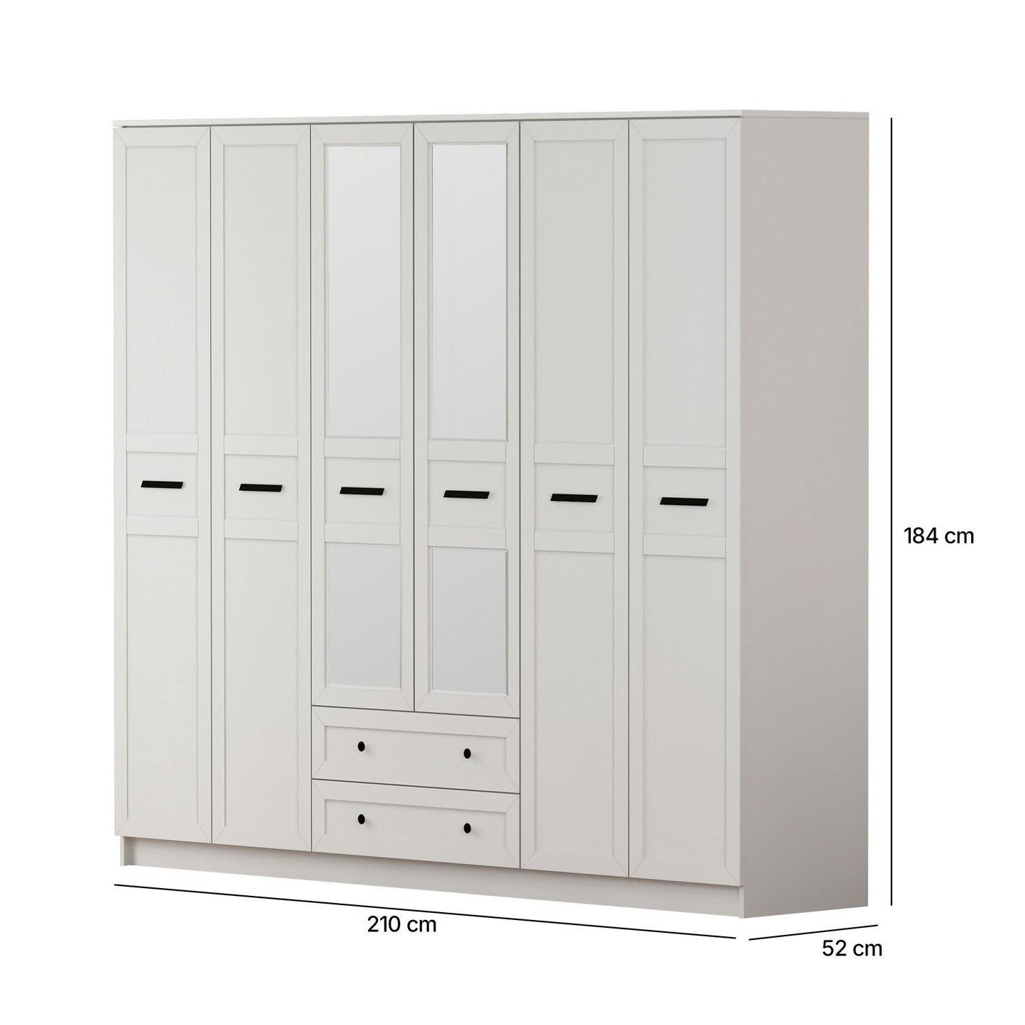 Ντουλάπα 210x184x52 εκ Ματ Λευκό 167RAB1199
