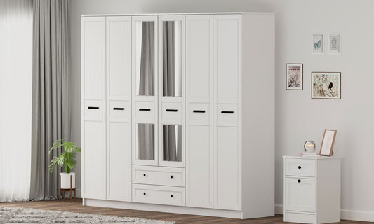 Ντουλάπα 210x210x52 εκ Ματ Λευκό 167RAB1200