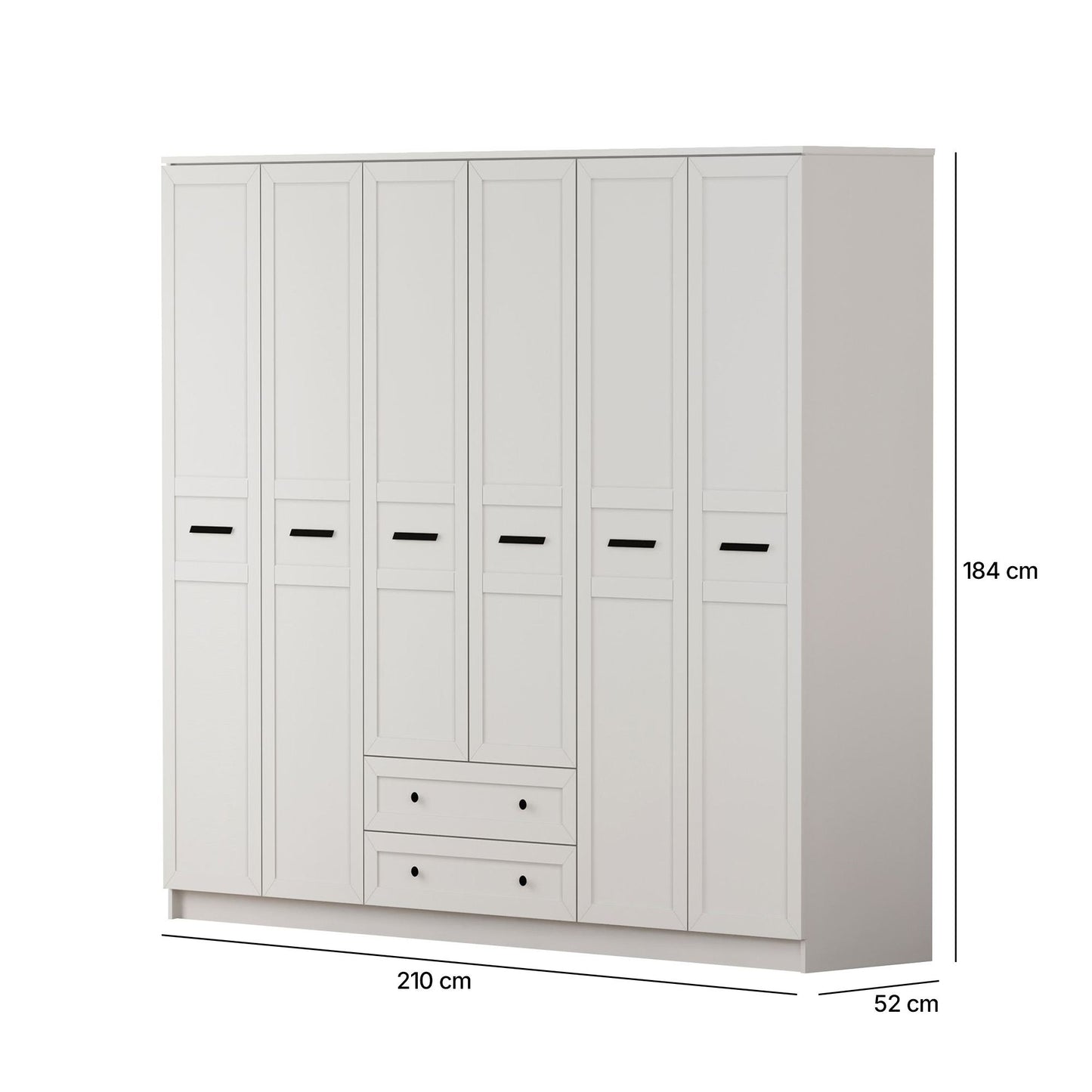 Ντουλάπα 210x184x52 εκ Ματ Λευκό 167RAB1201