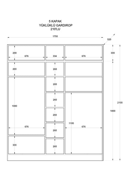 Ντουλάπα 175x210x52 εκ Ματ Λευκό 167RAB1206