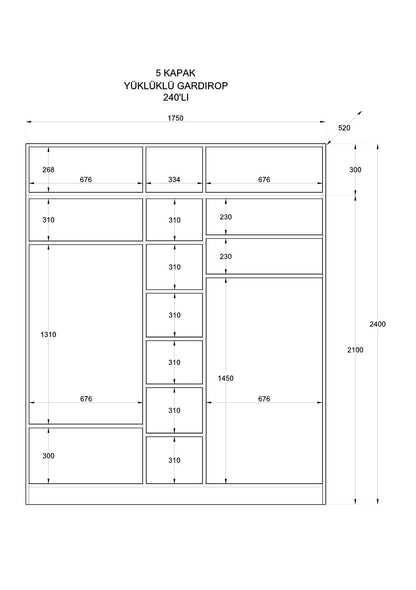 Ντουλάπα 175x240x52 εκ Ματ Λευκό 167RAB1207