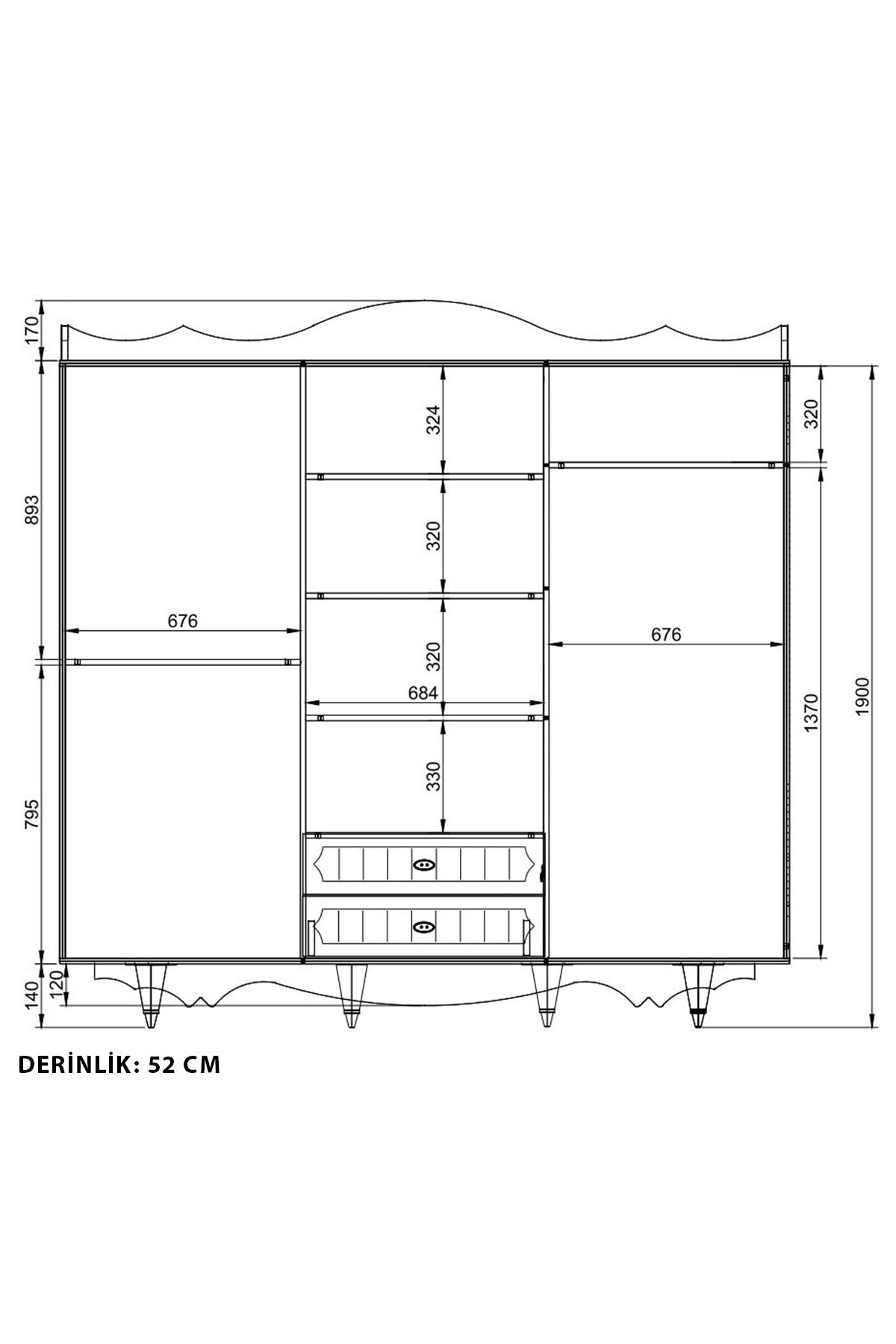 Ντουλάπα 210x190x52 εκ Ματ Λευκό 167RAB1210