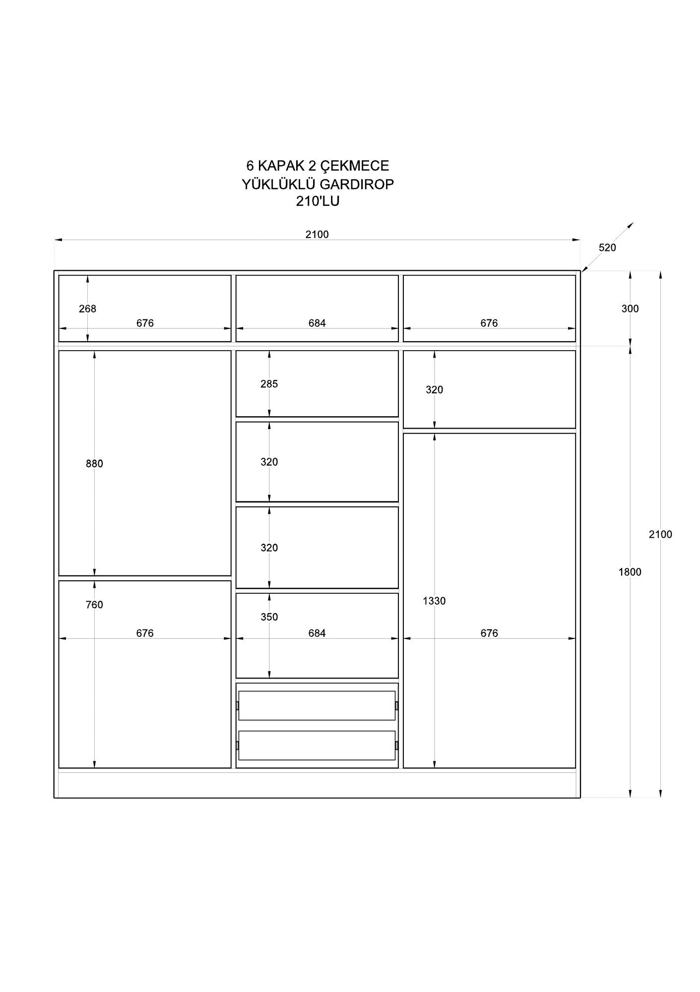 Ντουλάπα 210x210x52 εκ Ματ Λευκό 167RAB1212