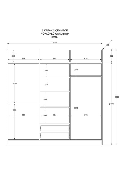 Ντουλάπα 210x240x52 εκ Ματ Λευκό 167RAB1214