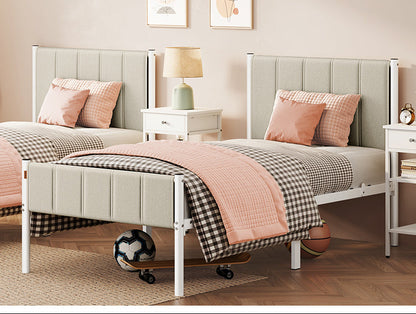 Σκελετός Μονού Κρεβατιού Μπεζ Ανθεκτικό Πλαίσιο 90x200 εκ Κρεβάτι Επενδυμένο με ύφασμα RM-B972LH01