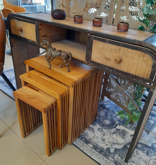 Κονσόλα Εισόδου Τραπέζι Μπουφές Αντικέ Έπιπλο Εισόδου Μέταλλο Ξύλο 1247805