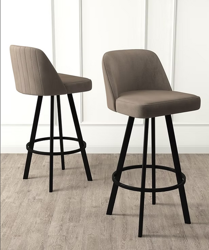 Σκαμπό Μπαρ Περιστρεφόμενο Σκαμπό για Πάσο Κουζίνας Σετ 2 τεμ Ύψος καθίσματος 76εκ Βελούδο Καπουτσίνο 240CHR1881