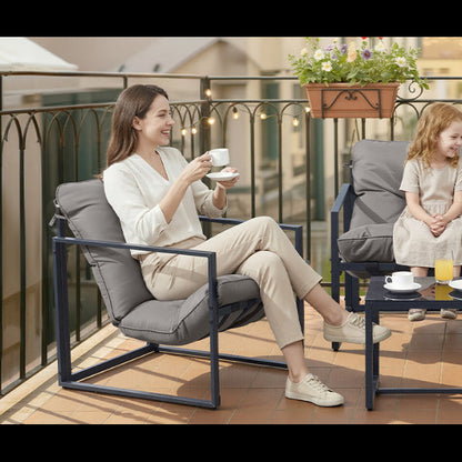 Σαλόνι Κήπου Μπαλκονιού σετ 4 τεμ. 2 Καρέκλες Πολυθρόνες με Αδιάβροχα Χοντρά Μαξιλάρια Καναπεδάκι 1 Τραπεζάκι για Βεράντα Μπαλκόνι GG-F040GZ01