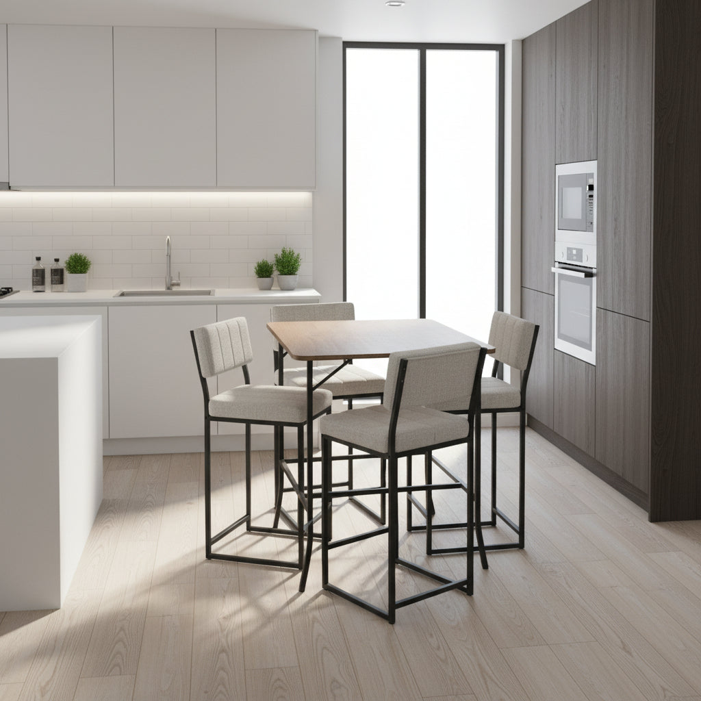 Τραπέζι Μπαρ Σετ με 4 Σκαμπό για Κουζίνα Εξοικονόμησης Χώρου Σταντ Τραπέζι Τραπεζαρία Κουζίνας 225ALN1540