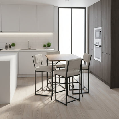 Τραπέζι Μπαρ Σετ με 4 Σκαμπό για Κουζίνα Εξοικονόμησης Χώρου Σταντ Τραπέζι Τραπεζαρία Κουζίνας 225ALN1540