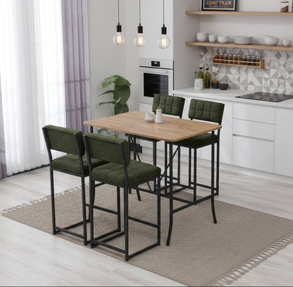 Τραπέζι Μπαρ Σετ με 4 Σκαμπό για Κουζίνα Εξοικονόμησης Χώρου Σταντ Τραπέζι Τραπεζαρία Κουζίνας 225ALN1542