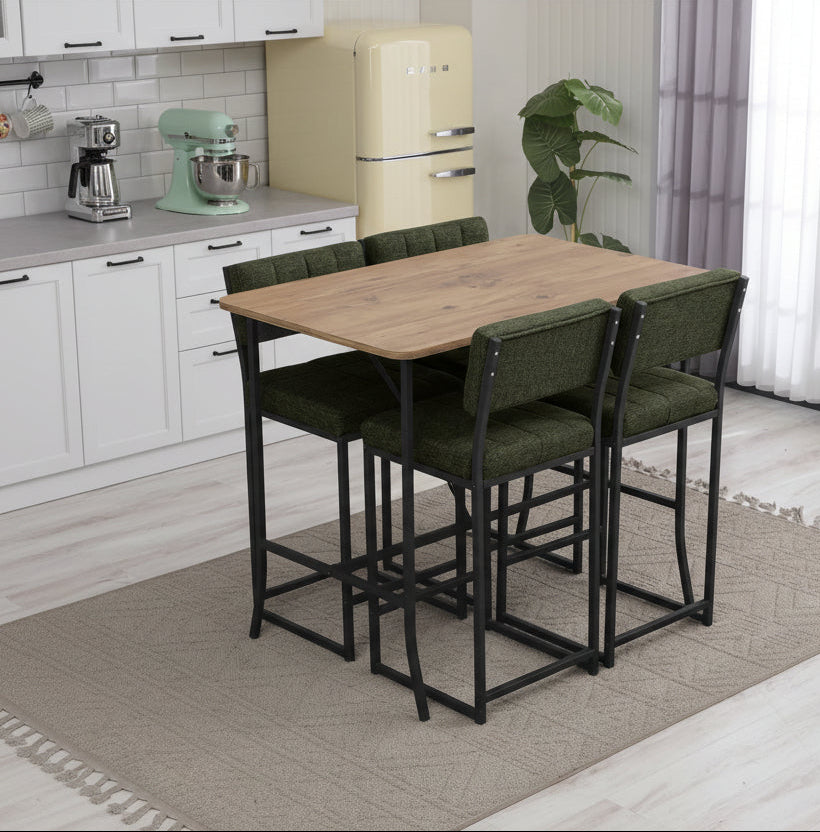 Τραπέζι Μπαρ Σετ με 4 Σκαμπό για Κουζίνα Εξοικονόμησης Χώρου Σταντ Τραπέζι Τραπεζαρία Κουζίνας 225ALN1542