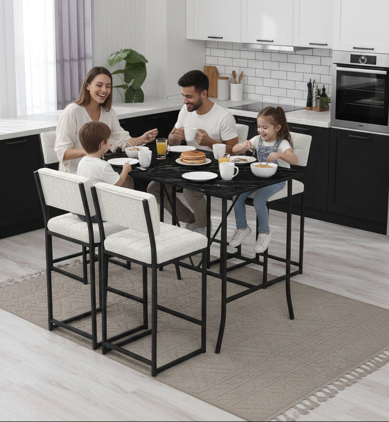 Μοντέρνο Τραπέζι Μπαρ Σετ με 4 Σκαμπό για Κουζίνα Εξοικονόμησης Χώρου Σταντ Τραπέζι Τραπεζαρία Κουζίνας 225ALN1547