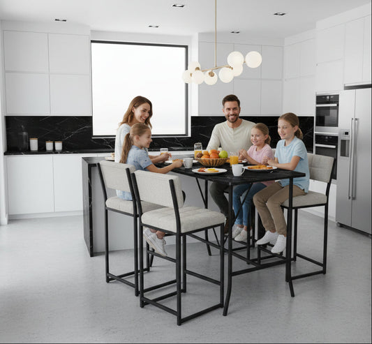 Μοντέρνο Τραπέζι Μπαρ Σετ με 4 Σκαμπό