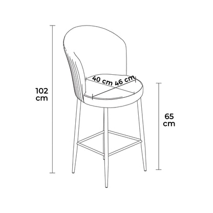 Αλέκιαστο Σκαμπό για Πάσο Κουζίνας Σετ 2 τεμ  Ύψος Καθίσματος 65 εκ Σκαμπό Μπαρ Νησίδας Καπουτσίνο Λευκά Πόδια GR240CHR1208