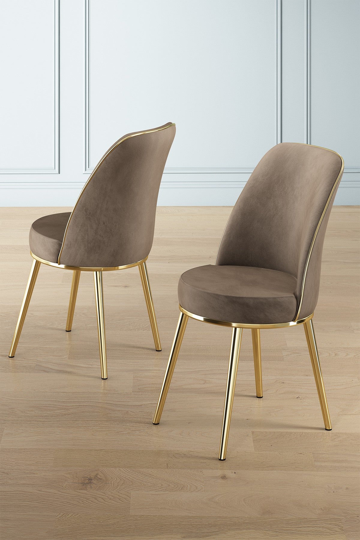 Καρέκλες Τραπεζαρίας - Σετ 2 Τεμαχίων - Cappuccino / Gold | 240CHR1543