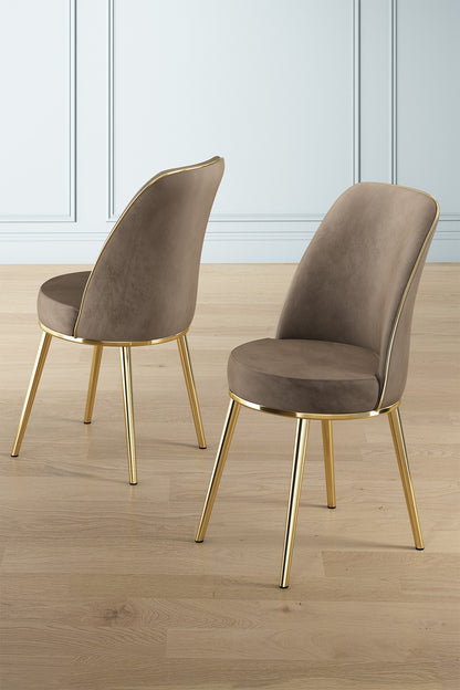 Καρέκλες Τραπεζαρίας - Σετ 2 Τεμαχίων - Cappuccino / Gold | 240CHR1543