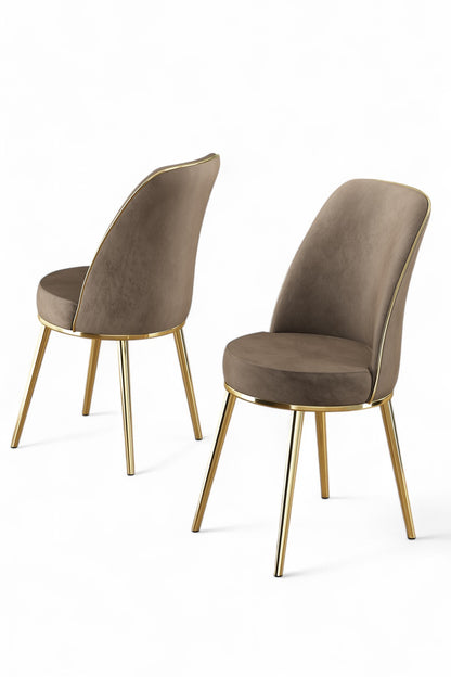 Καρέκλες Τραπεζαρίας - Σετ 2 Τεμαχίων - Cappuccino / Gold | 240CHR1543