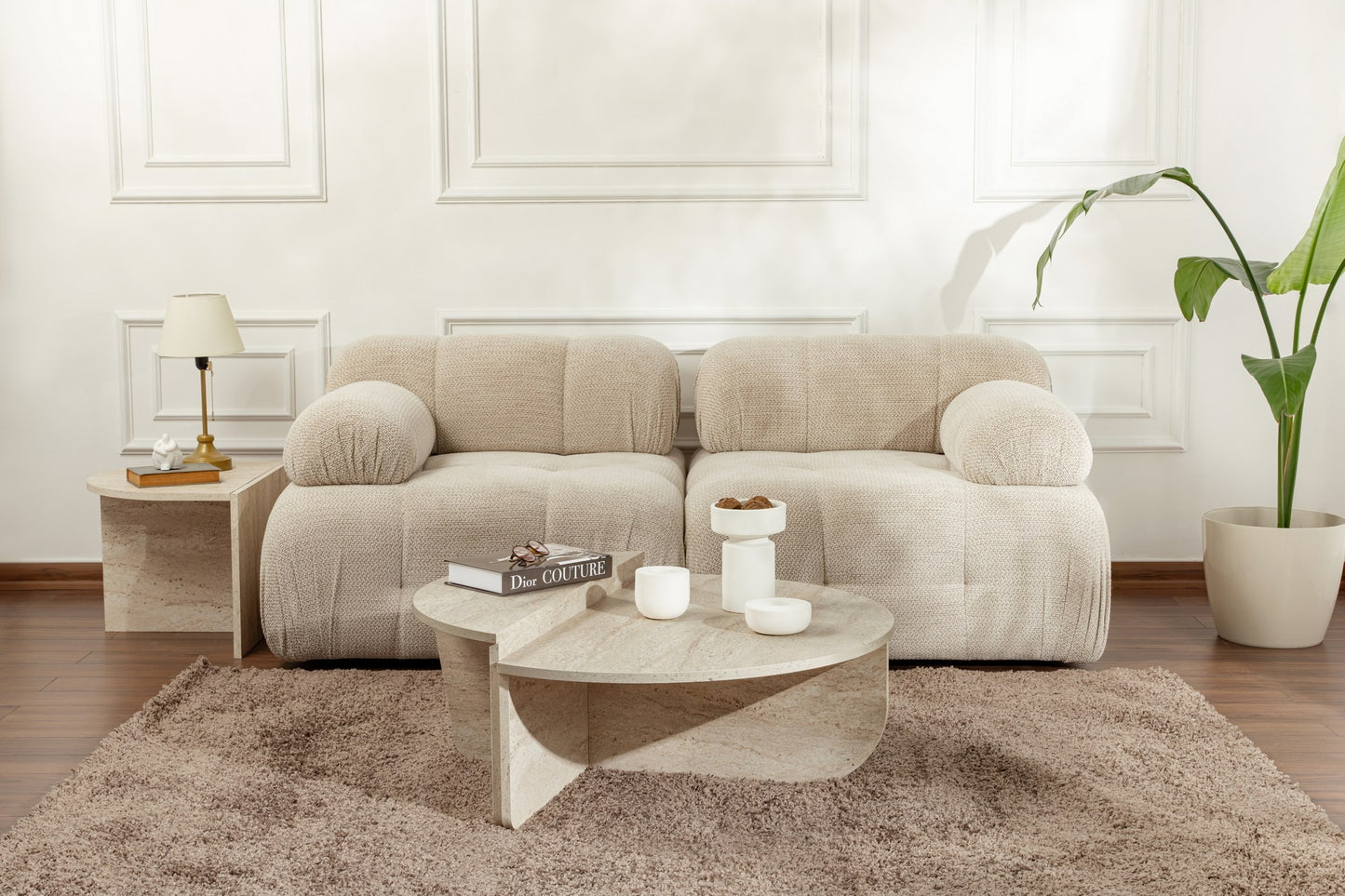 Κεντρικό Τραπεζάκι Σαλονιού Όψη Πέτρας Διαχωριζόμενο σε 2 βοηθητικά τραπεζάκια 241NRD1101