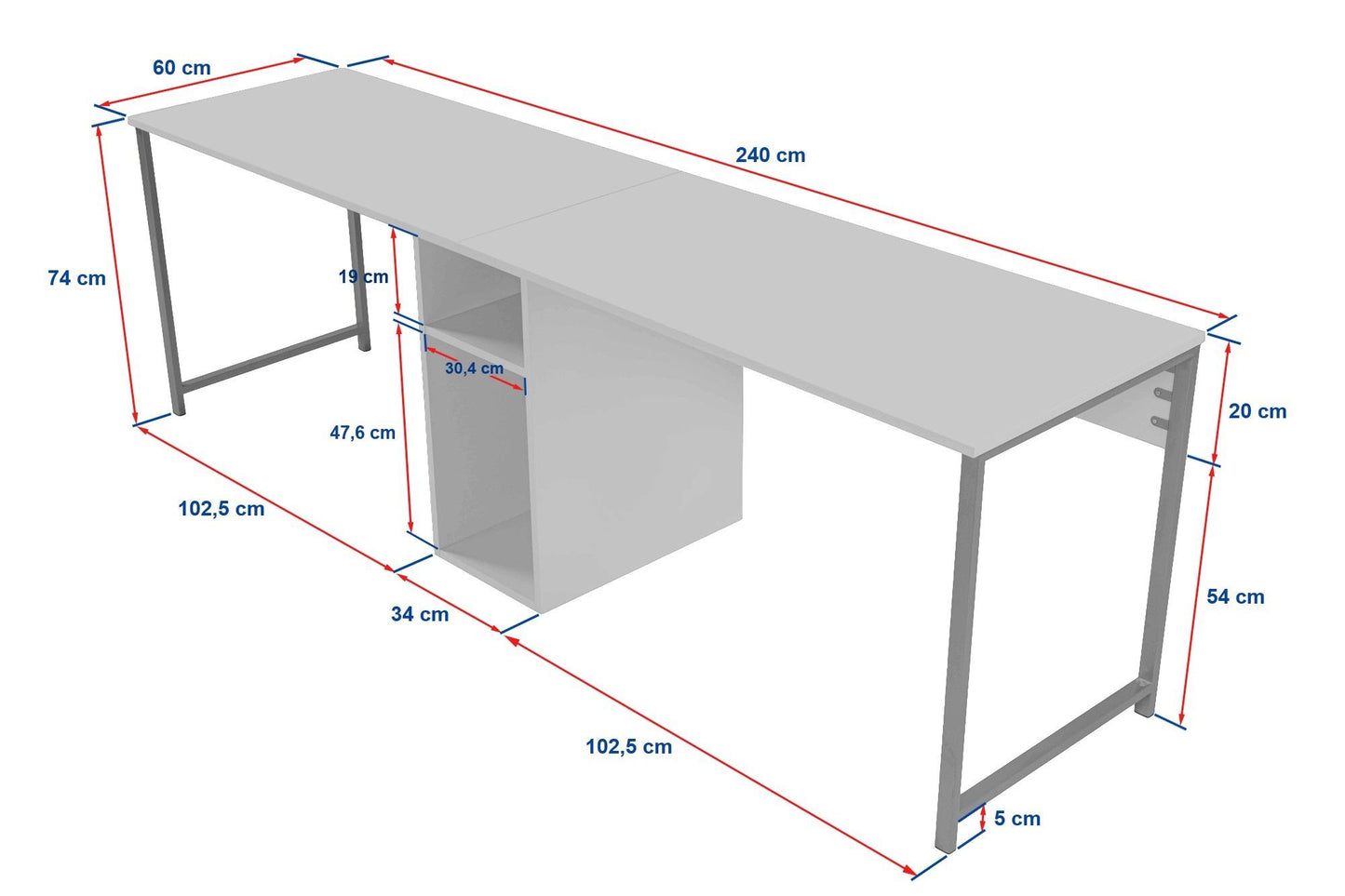Γραφείο Υπολογιστή και Μελέτης 240x74x60 εκ. Πεύκο Atlantic Μαύρο | 241NRD1103