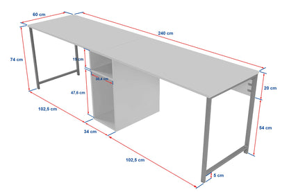 Γραφείο Υπολογιστή και Μελέτης 240x74x60 εκ. Travertine Χρυσό | 241NRD1107