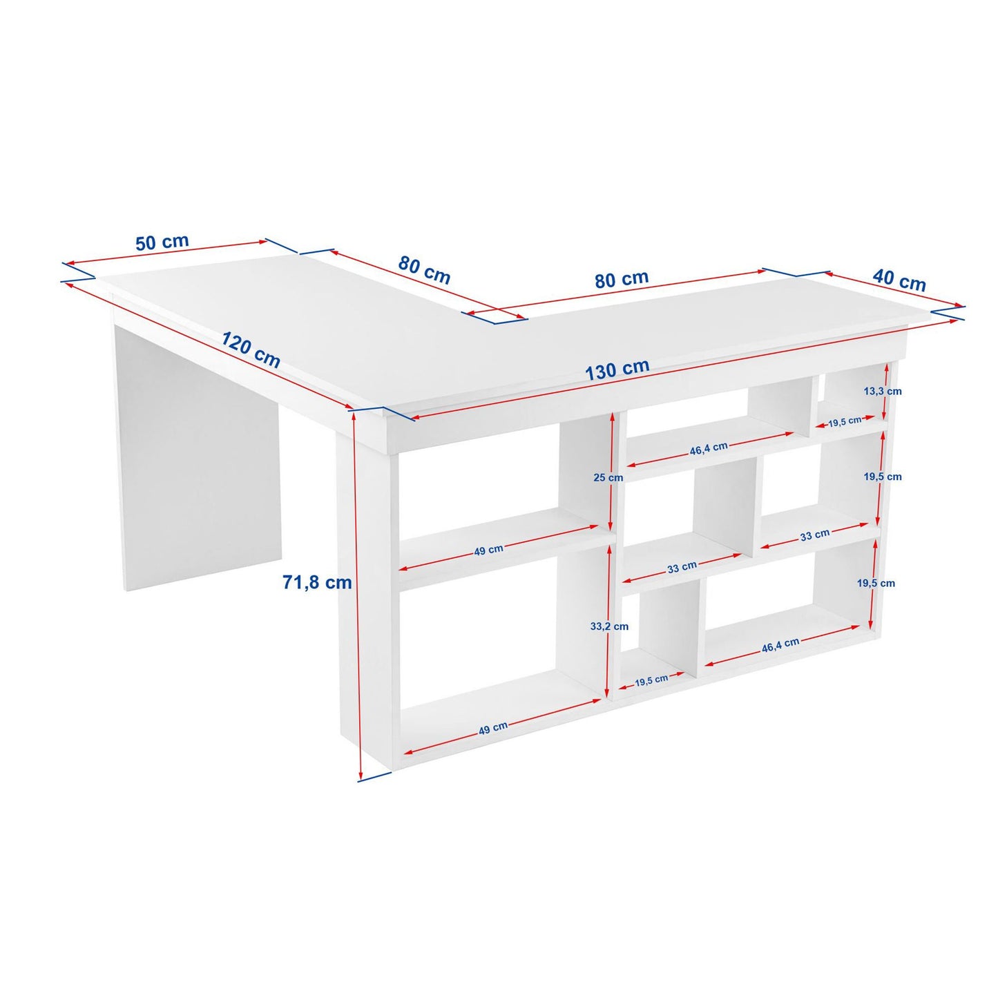 Γραφείο Υπολογιστή και Μελέτης 130x72x120 εκ. Φυσικό Λευκό | 241NRD1115