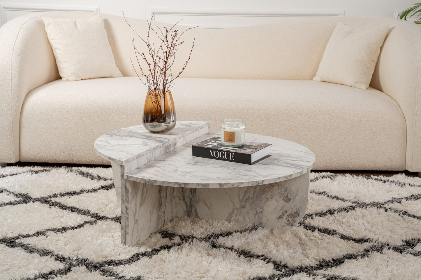Τραπεζάκι Σαλονιού Freesia Marble 90 x 60 x 30 εκ GR241NRD1203