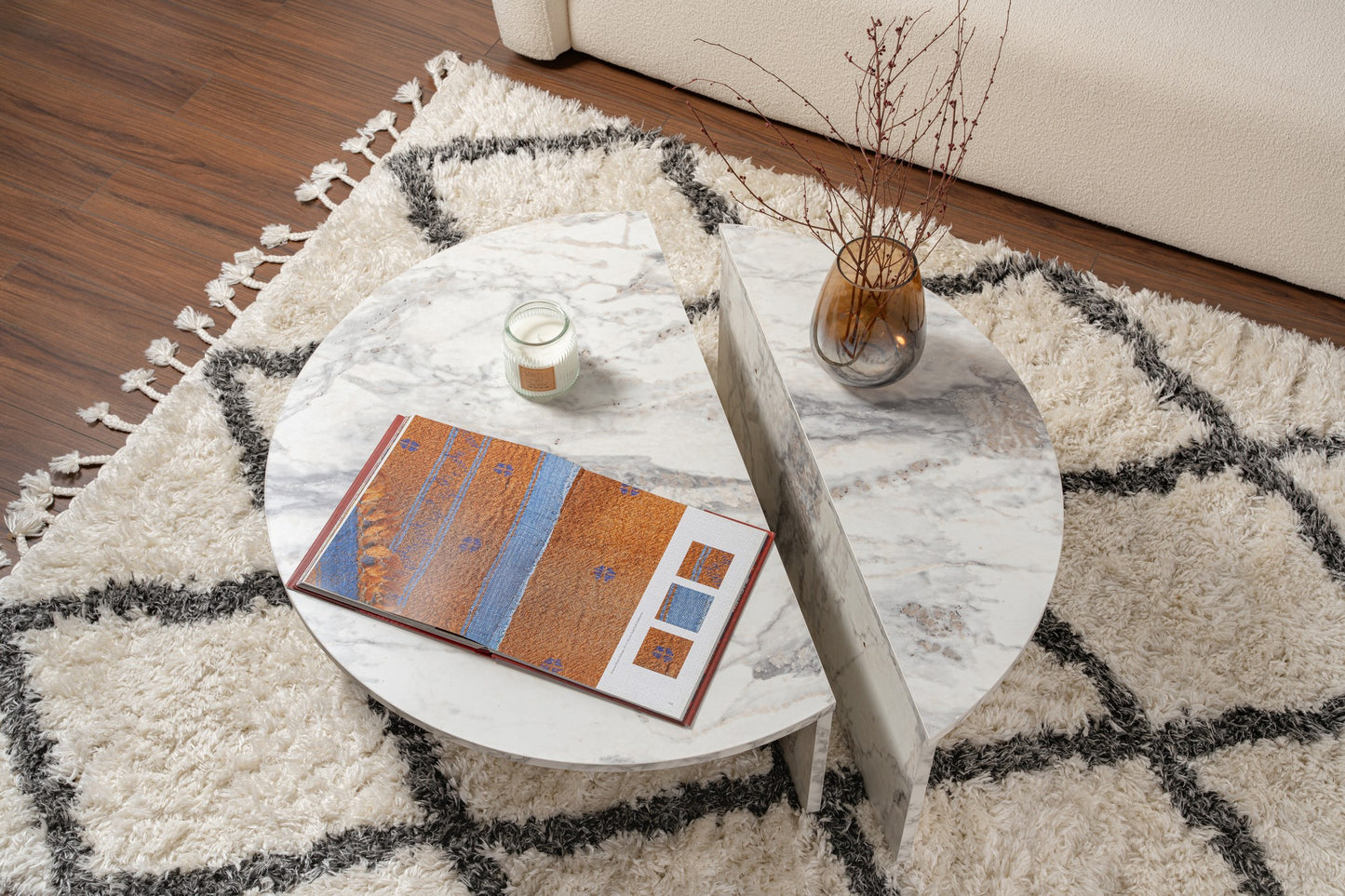 Τραπεζάκι Σαλονιού Freesia Marble 90 x 60 x 30 εκ GR241NRD1203