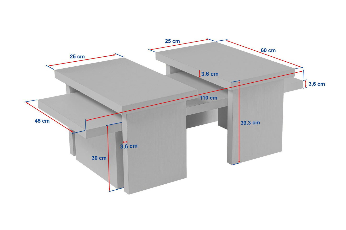Τραπεζάκι Σαλονιού Γκρι 110 x 45 x 30 εκ GR241NRD1222