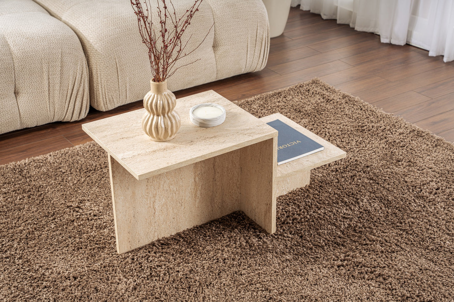 Τραπεζάκι Σαλονιού Travertine 80 x 40 x 40 εκ GR241NRD1226